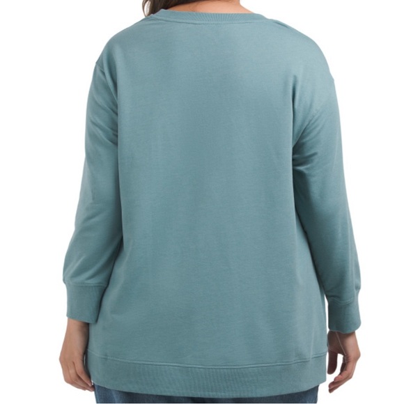 JANE & DELANCEY
Plus French Terry Top With Floral Embroidery - Picture 2 of 2